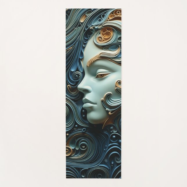 Tapete De Yoga Arte 3D da Mulher Moonlit (Frente)