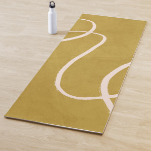 Tapete De Yoga Arte Abstrato minimalista amarela Dourada