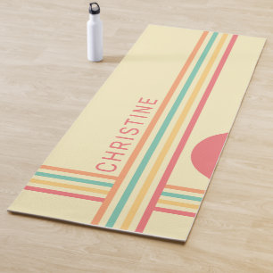 Tapete De Yoga Arte da Linha do Groovy Retro