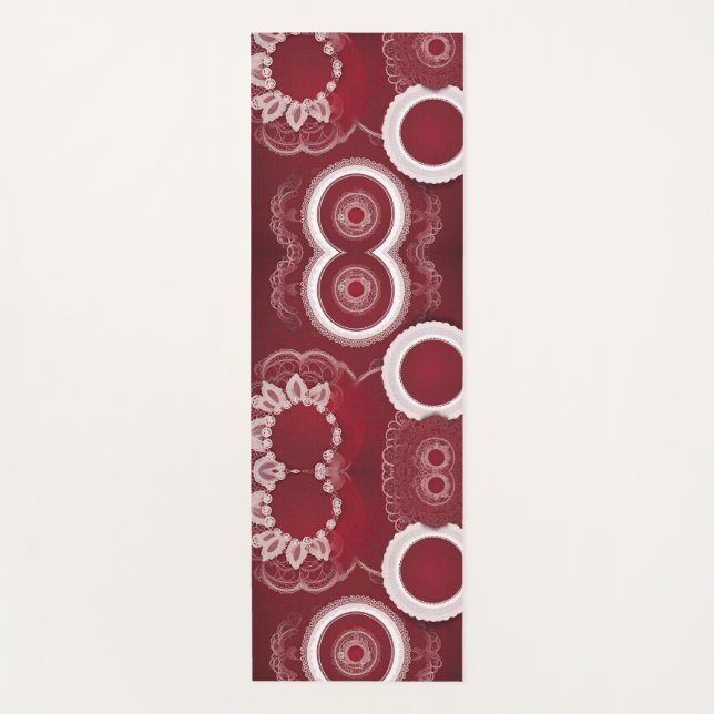 Tapete De Yoga Arte Dark Red Floral AI (Frente)