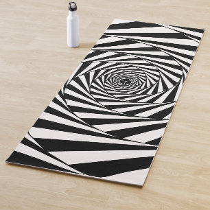 Tapete De Yoga Arte de Escada em Espiral com Redemoinho Preto e B