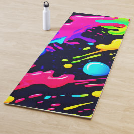 Tapete De Yoga Arte de Explosão de Cor Líquida Abstrata