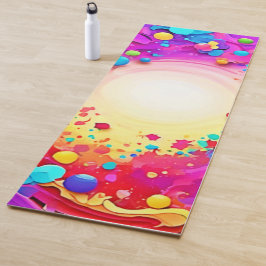 Tapete De Yoga Arte de Explosão de Cores Abstratas Vibrantes