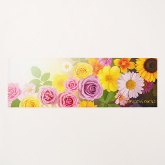 Tapete De Yoga Arte de Gradiente Floral Vibrante – Rosa Amarelo R