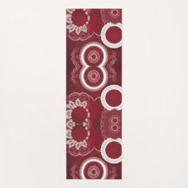 Tapete De Yoga Arte de IA Floral Vermelho Escuro