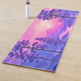 Tapete De Yoga Arte de Paisagem Roxa