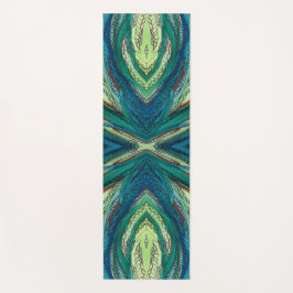 Tapete De Yoga arte doodle azuis e verdes