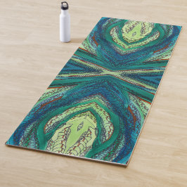 Tapete De Yoga arte doodle azuis e verdes