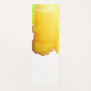 Tapete De Yoga Arte energética vibrante amarela aquarela