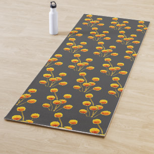 Tapete De Yoga Arte energética vibrante de botão amarelo