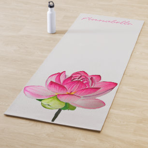 Tapete De Yoga Arte energética vítrea de flores de lótus rosa