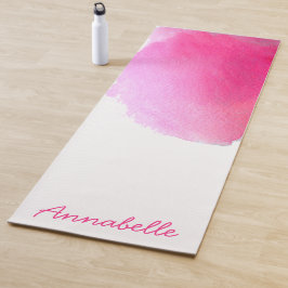 Tapete De Yoga Arte energética vítrea rosa-quente com aquarelas