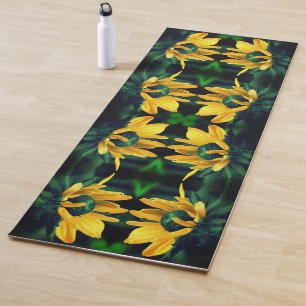 Tapete De Yoga Arte Flor Verde Negra Susan Abstrato