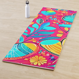 Tapete De Yoga Arte Floral Vibrante