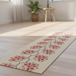 Tapete De Yoga Arte Folclórica Floral de Bordado Ucraniano