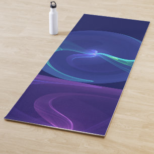 Tapete De Yoga Arte Fractal Abstrata Sonho Roxo Azul Luminoso