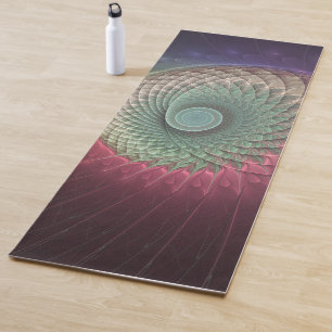 Tapete De Yoga Arte Fractal Moderna Colorida abstrato Snail