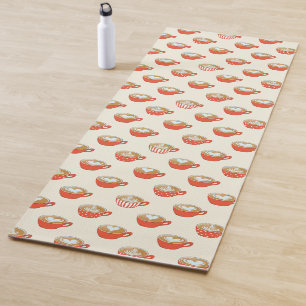 Tapete De Yoga Arte Látea no Padrão Vermelho de Lágrimas de Café