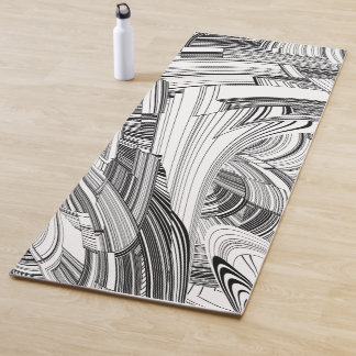 Tapete De Yoga Arte Moderna Criativa Preta e Branca