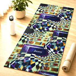 Tapete De Yoga Arte Mosaico Geométrico Abstrato