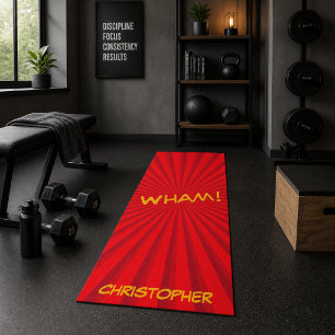 Tapete De Yoga Arte Pop Cômico Retro Nome Personalizado