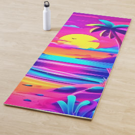 Tapete De Yoga Arte Sunset de Neon Beach tropical