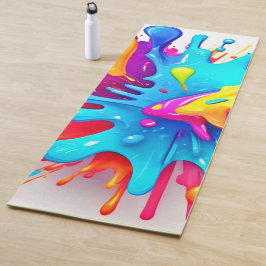 Tapete De Yoga Arte Vibrante de Salpico de Tinta Neon