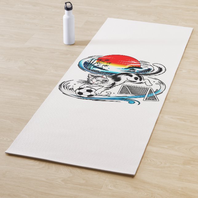 Tapete De Yoga Artistic Japanese Soccer Cat for fitness art lover (In Situ)