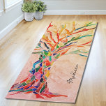 Tapete De Yoga Árvore Colorida Nome do Monograma Zen<br><div class="desc">Nome do Monograma da Árvore Colorida Zen Yoga Mat. Aproveite sua prática de yoga neste tapete de yoga rústico! É decorado com uma design da árvore da vida em cores arco-íris num fundo bege e coral. O reverso do tapete é bege. Personalize-o alterando o nome ou fazer-o como um monograma....</div>