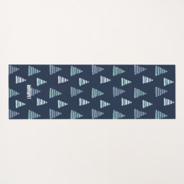 Tapete De Yoga Árvores de Natal azuis com padrão de cordas de miç