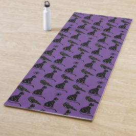 Tapete De Yoga Astrologia Mística Gato Preto Estrelas Corvo