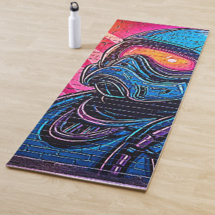 Tapete De Yoga Astronauta Neon Cyberpunk