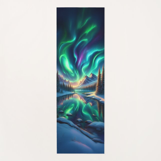 Tapete De Yoga Aurora Borealis Winter Yoga Mat  (Frente)