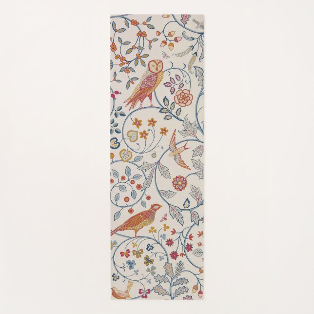 Tapete De Yoga Aves e Flores, William Morris (Frente)