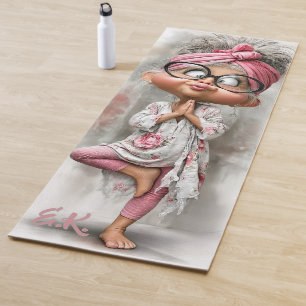 Tapete de Yoga avó fazendo yoga desenho animado en