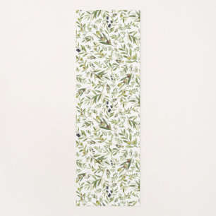 Tapete De Yoga Azeitonas Chic Country Francês em Aquarela Verde S