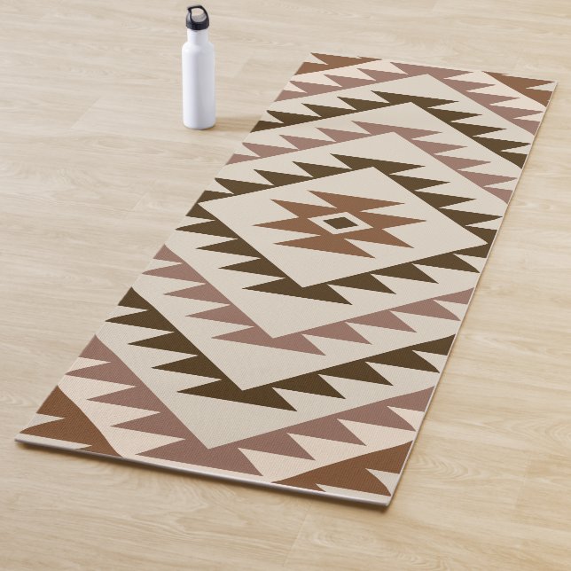 Tapete De Yoga Aztec Diamond Motif Design Browns+Cream (In Situ)