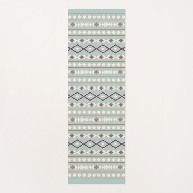 Tapete De Yoga Aztec Formas 2Way Pattern Rusts Cream Azul-Teal (Frente)