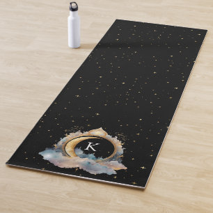 Tapete De Yoga Azul Celestial Místico Dourado