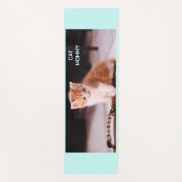 Tapete De Yoga Azul-claro, "Mamãe de Gato" Laranja Kitten