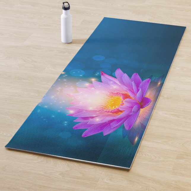 Tapete De Yoga Azul de Lotus Roxo Elegante (In Situ)