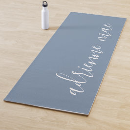 Tapete De Yoga Azul empoeirado e Reversível Personalizado Branco