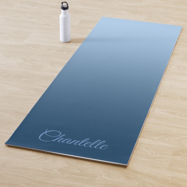 Tapete De Yoga Azul gradiente elegante com nome personalizado (In Situ)