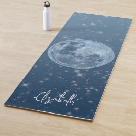 Tapete De Yoga Azul-Lua Completa Personalizado Celestial