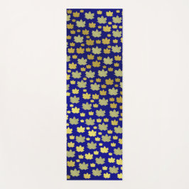 Tapete De Yoga azul,maple, folha de mapa, brilhante, ouro, metal,