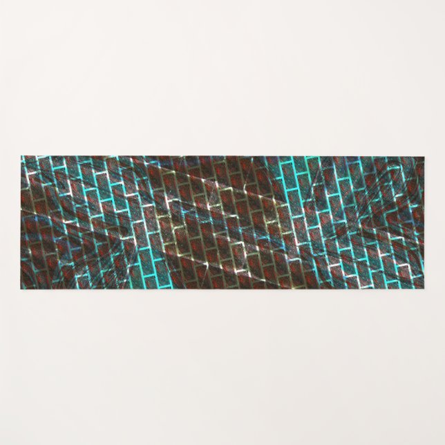 Tapete De Yoga Azul-marrom-ferrugem, arranhões, tijolo ou grelha  (Frente (Horizontal))