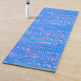 Tapete De Yoga Azul Mesopotâmico Sumeriano Antigo
