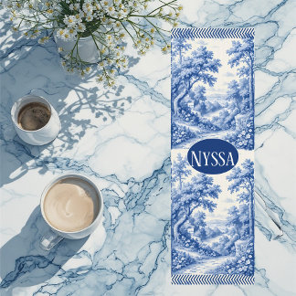 Tapete De Yoga Azul Vintage Toile Francesa Charme Parisiense Pais