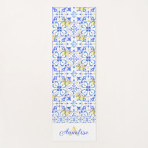 Azulejo Azul Francês País Padrão de Limão Monogram
