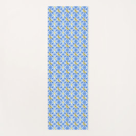 Tapete De Yoga Azulejo Azul Limão Amarelo 